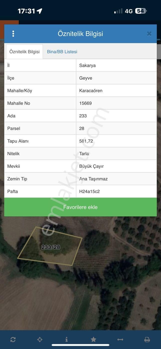 Sakarya-geyve-karacaörende Sahibinden 582 Metrekare Satılık Arazi - Görsel 4