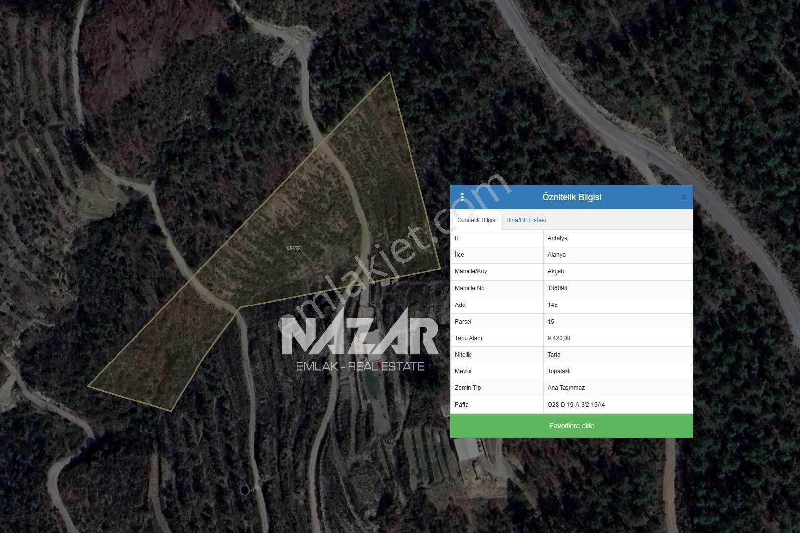 Alanya Akçatı’da 9.420 M² Satılık Baraj Manzaralı Tarla - Görsel 18