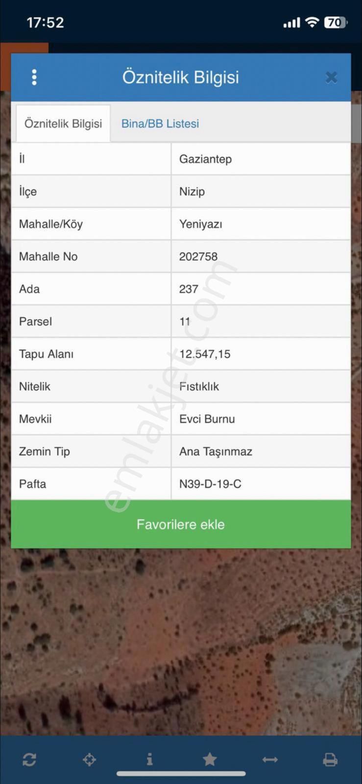 G.antep Nizip Yeniyazı Köyü Yatırımlık Mahsüllü Satılık Arazi