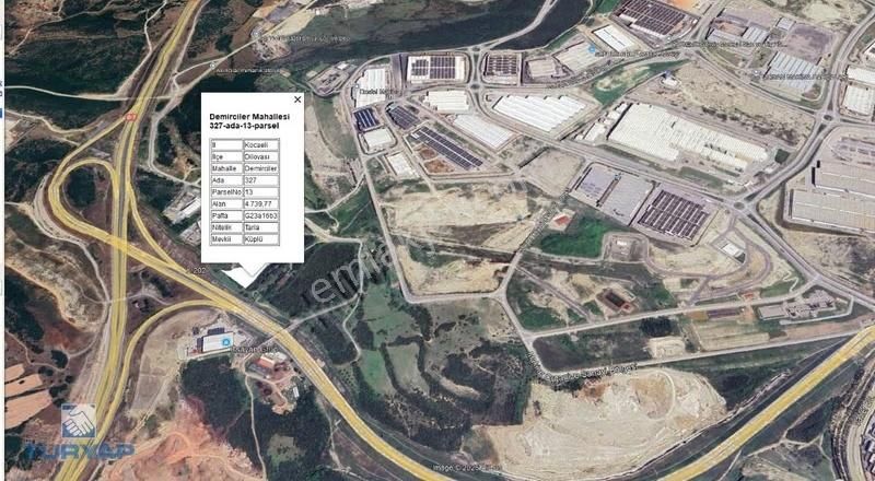 Kocaeli Dilovası Demirciler'de 4.739m2 Satılık Sanayi Arsası