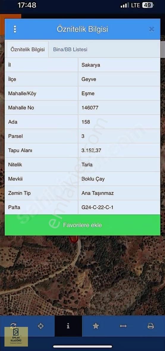 Geyve Eşme'de Panoramik Manzaralı 24 Dönüm Tarla