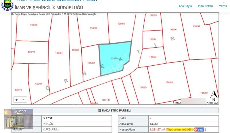 Ulucan'dan İnegöl Kurşunlu'da Resmi Yola Cephe Satılık Tarla - Görsel 3