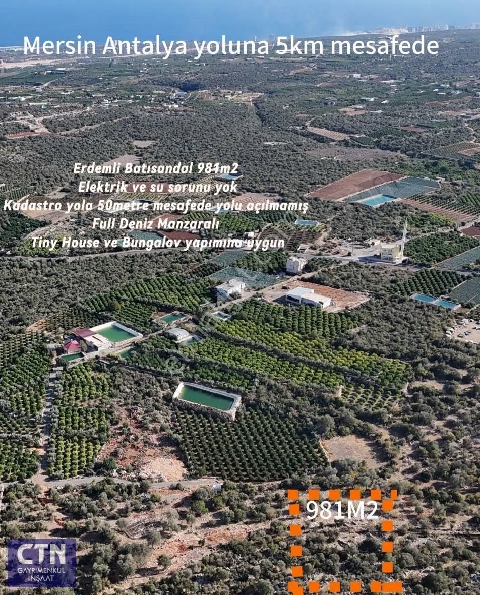 Erdemli Batısandal' Da Full Deniz Manzaralı 981m2 Tarla - Görsel 2