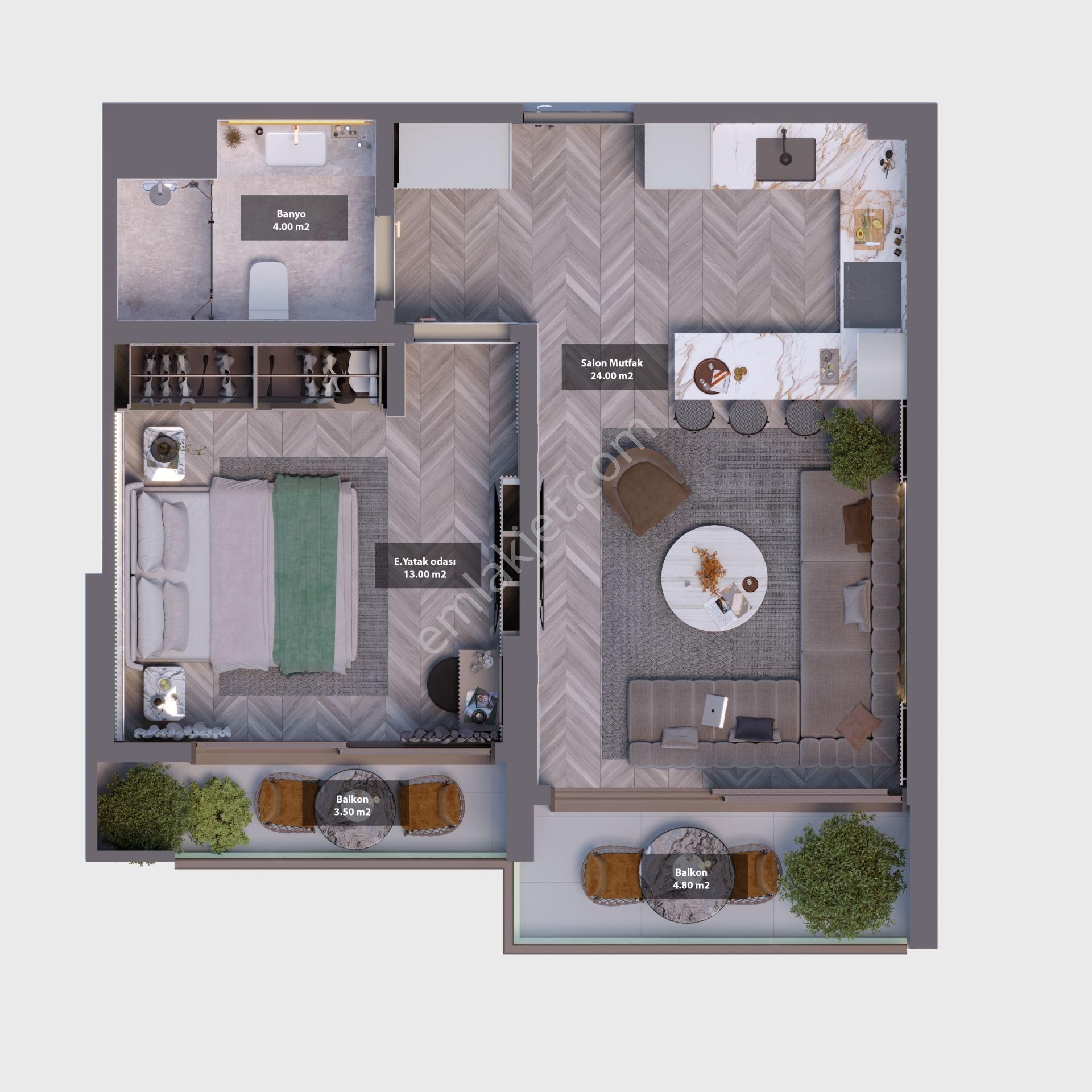 Mersin Mezitli Tecede Marka Projede Satılık Lüx 1+1 Daire - Görsel 19