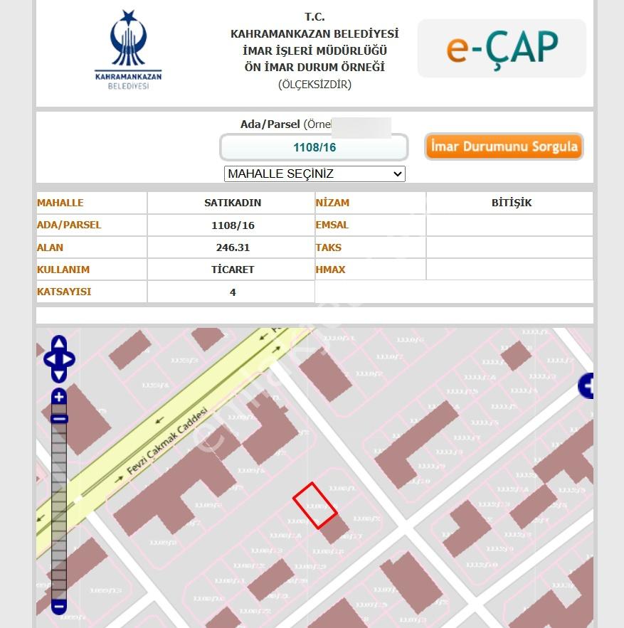 Sahibinden Kahramankazan Satıkadın 246 M2 Ticari Tek Tapu Arsa - Görsel 6