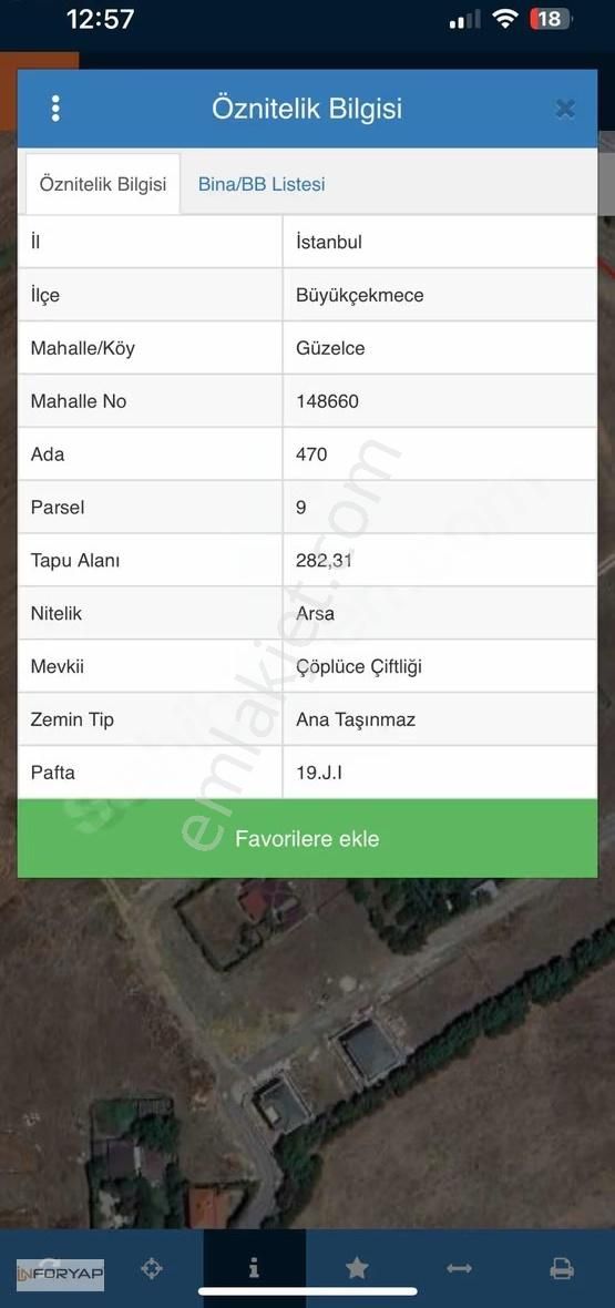 ꧁inforyap꧂ Satılık Tek Tapu 282 M2 İmarlı Arsa - Görsel 2