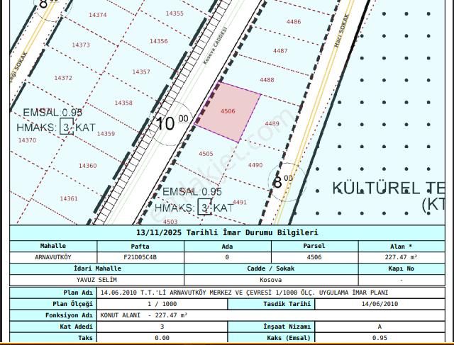 Arnavutköy Yavuzselim Mah Satılık Arsa , 227 M2 Cadde Cephe Müstakil 3 Kat İmarlı - Görsel 7