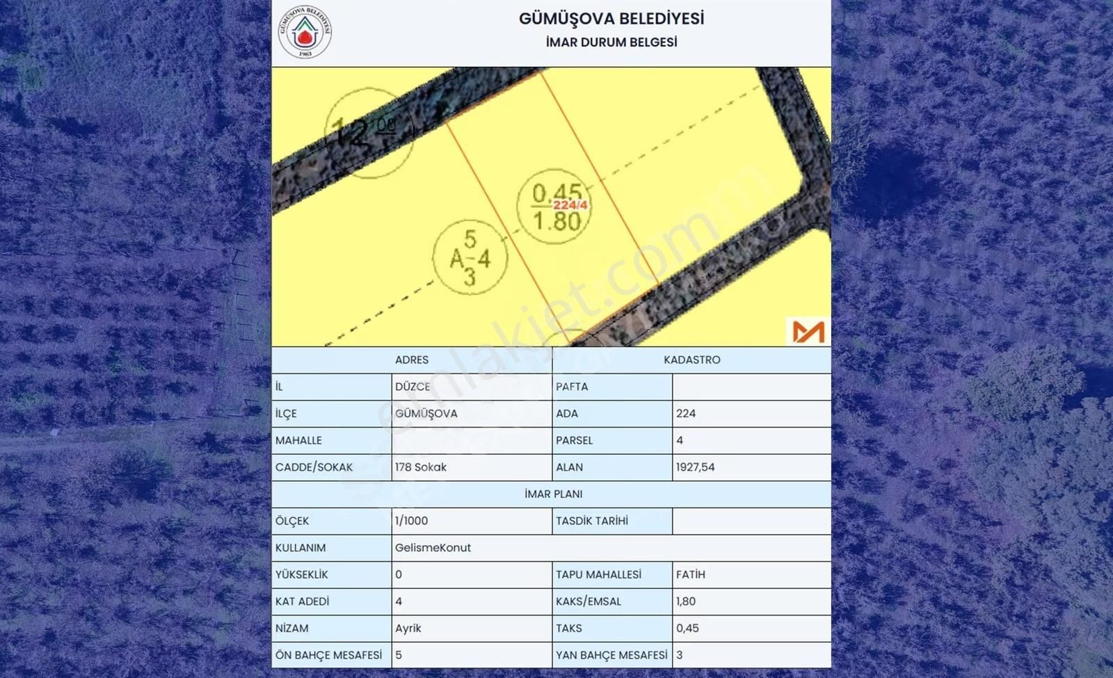Gümüşova Fatih Mahallesinde Satılık 1927 M² Arsa - Görsel 13
