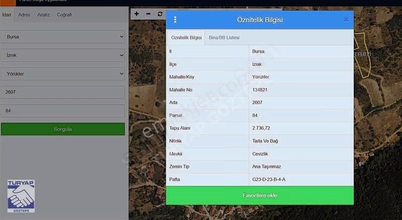Turyap Tan İznikte Yatırımlık 2730 M2 Tarla - Bağ - Görsel 3