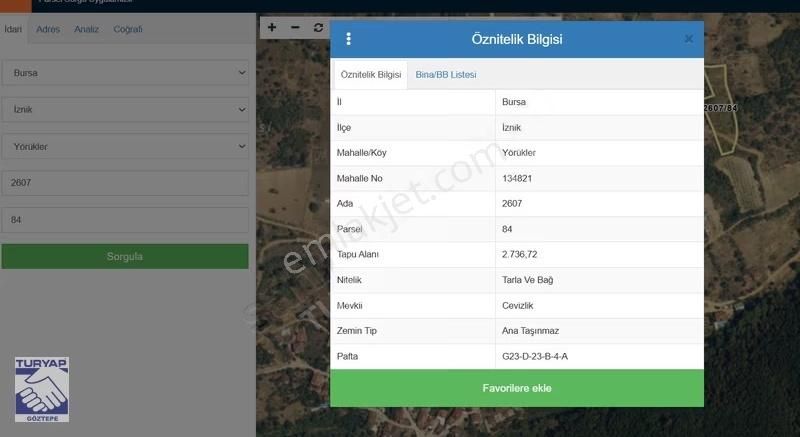 Turyap Tan İznikte Yatırımlık 2730 M2 Tarla - Bağ - Görsel 5