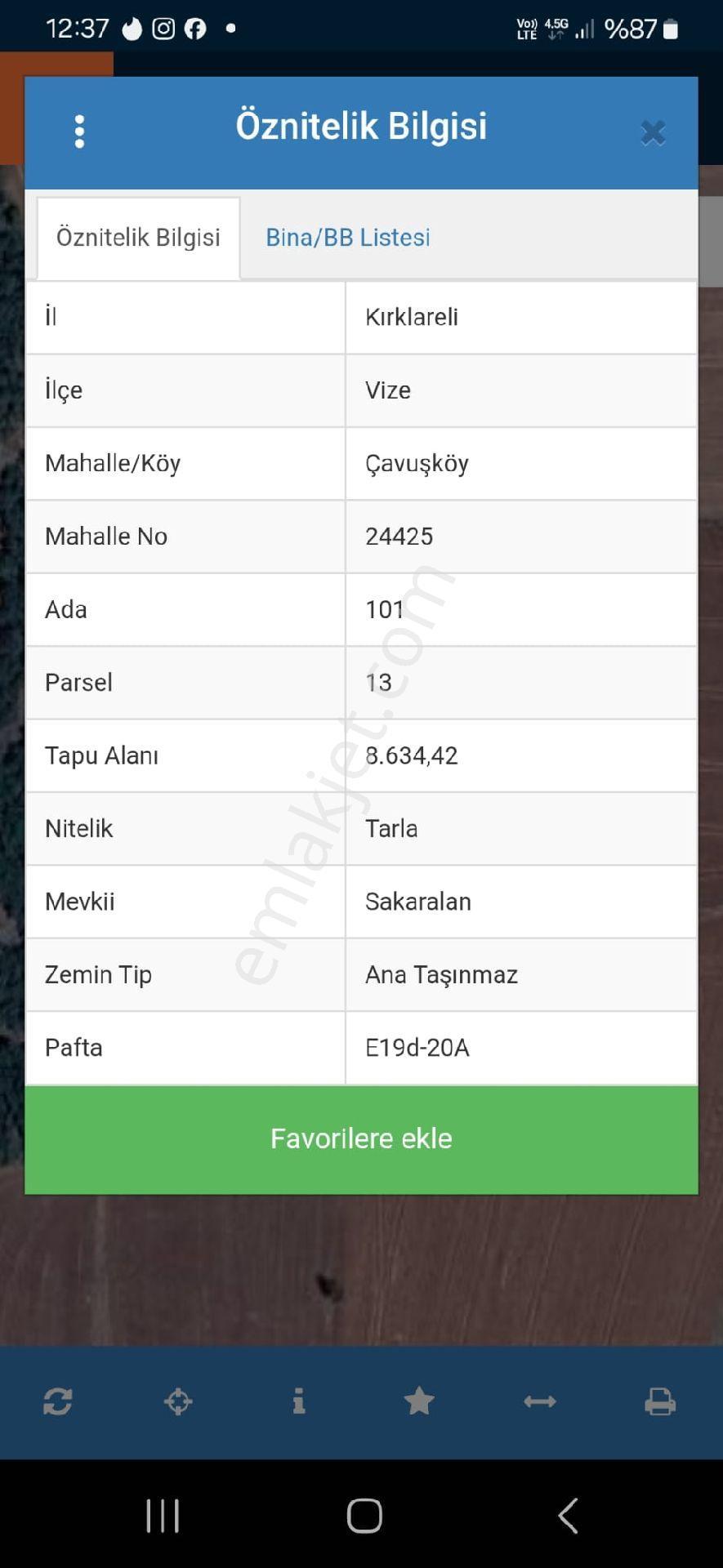 Kırklareli Vize Çavuş Köyünde 8600m2 Satılık Tek Topu Tarla
