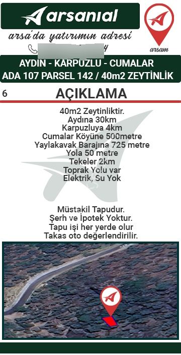 Aydın Karpuzlu Cumalar Satılık 40m2 Zeytinlik - Görsel 25