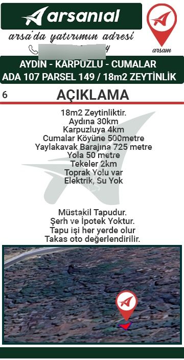 Aydın/karpuzlu/cumalar Satılık Zeytinlik 18m2 - Görsel 29