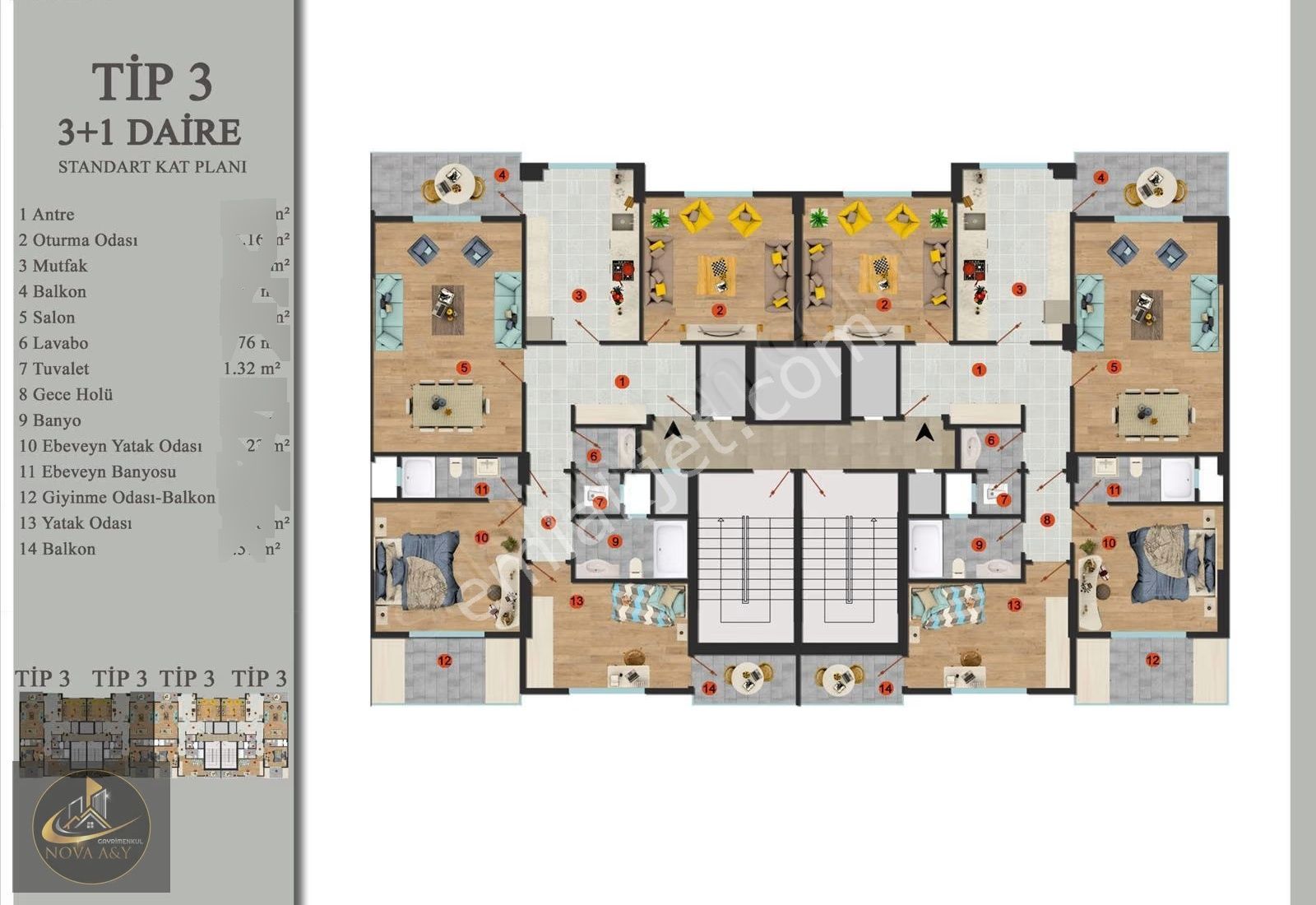 Nova A&y'den Gençosman Cad. Üzeri Satılık Sıfır 3+1 Lüx Daire - Görsel 11