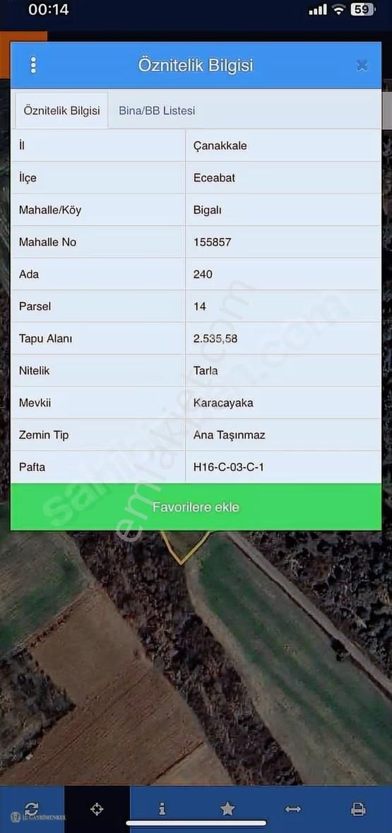 Eceabat Bigalı Köyünde Satılık Deniz Manzaralı Tarla - Görsel 2