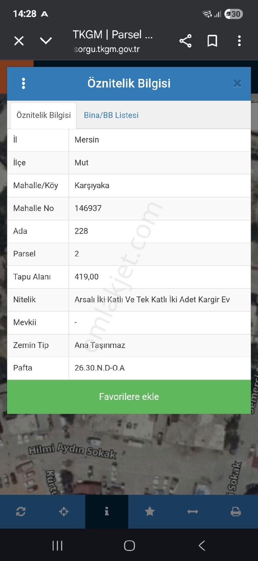 Karşıyaka Mahallesinde Satılık Kargir Ev Ve Arsası Mut Manzaralı Bitişik Nizam İnşaat Yapılabilir - Görsel 3