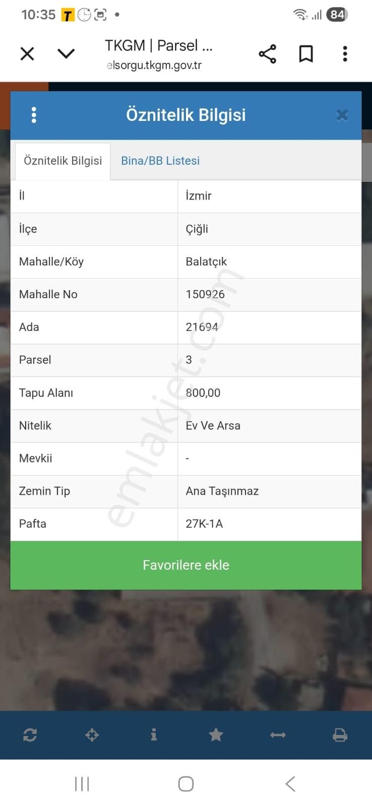 Satılık İzmir Çiğli Balatçık 800m2 Kupon Arsa, - Görsel 4