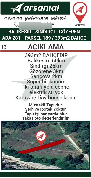 Balıkesir Sındırgı Gözeren Satılık 393m2 Bahçe - Görsel 17