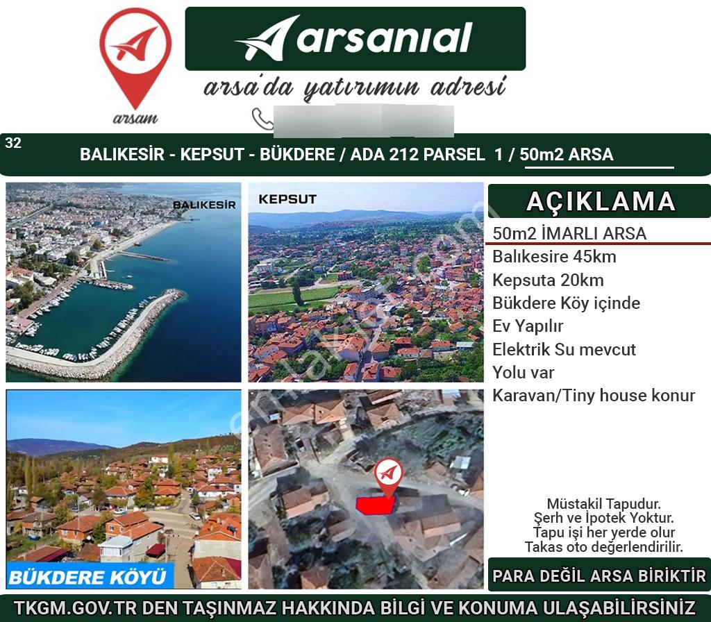 Balıkesesir Kepsut Bükdere Satılık 50m2 İmarlı Arsa