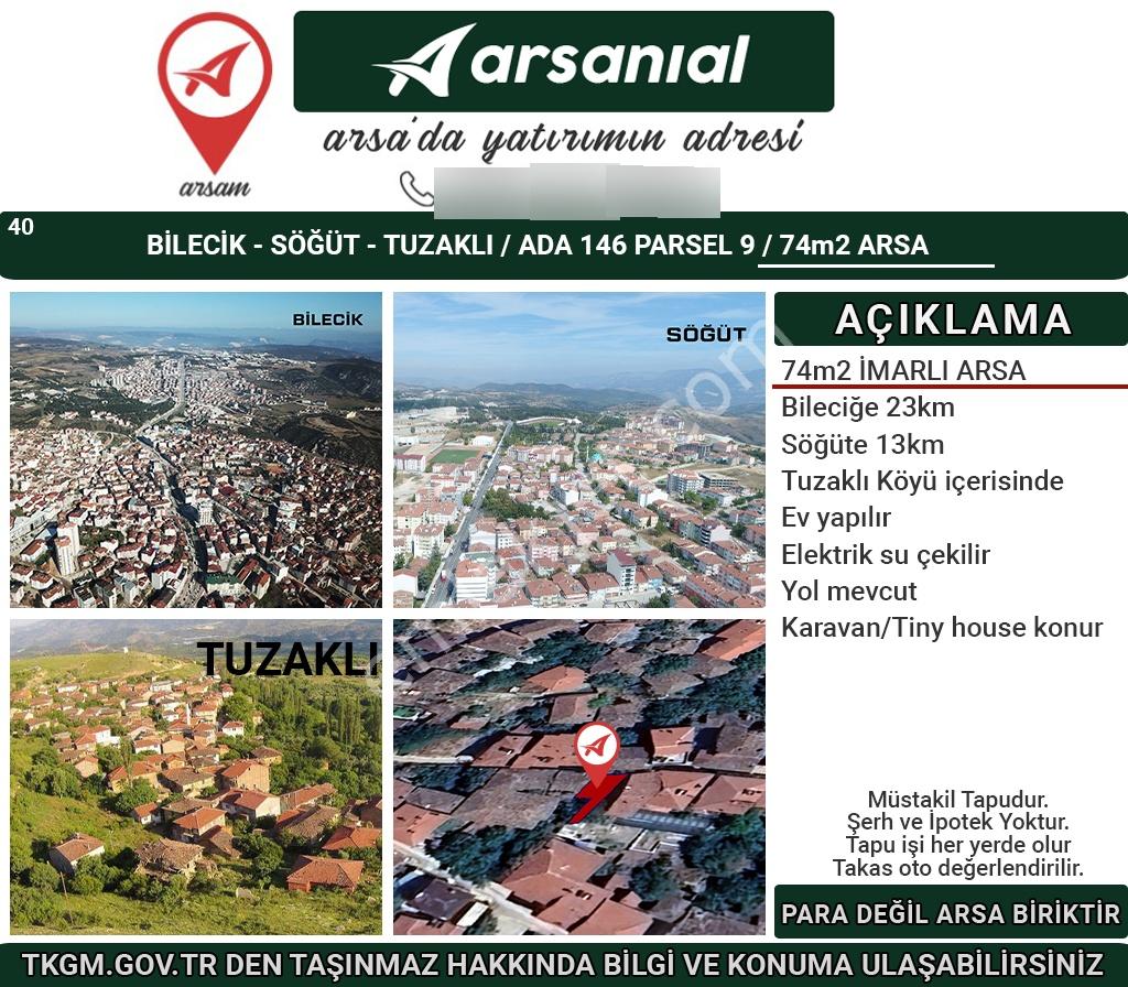 Bilecik Söğüt Tuzaklı Satılık 74m2 İmarlı Arsa