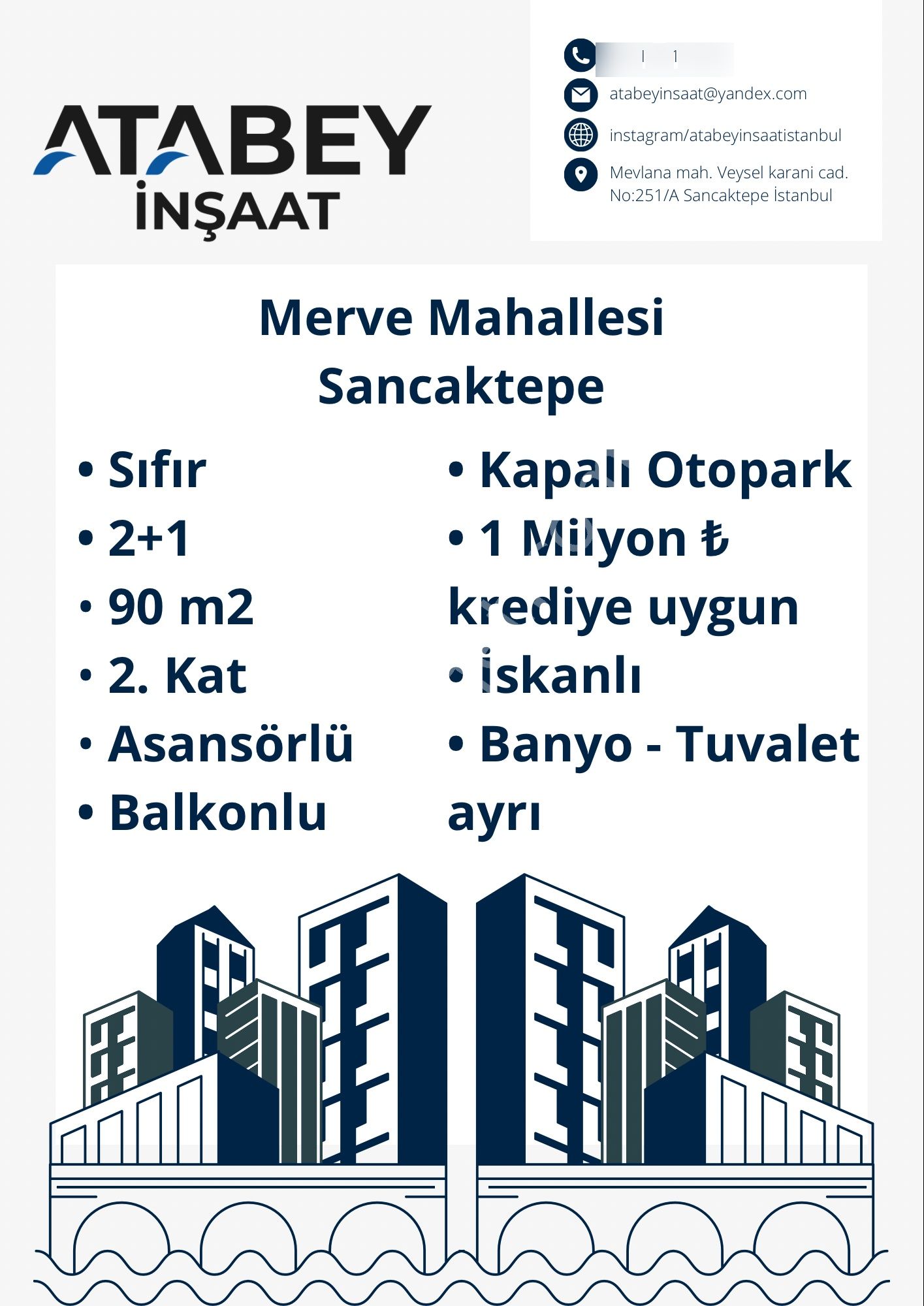 Atabey'den Sıfır Satılık 2+1 Ara Kat 90 M2 İskanlı Merve Mahallesi - Görsel 4