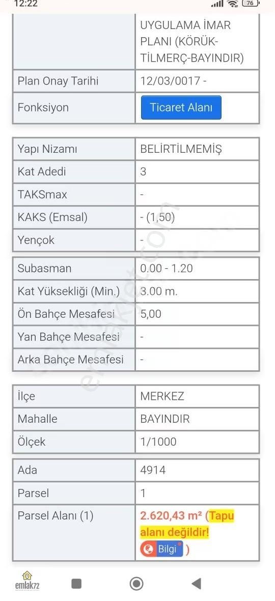Emlak 72 'den Bayındırlık 'ta Satılık Ticari Arsa - Görsel 3