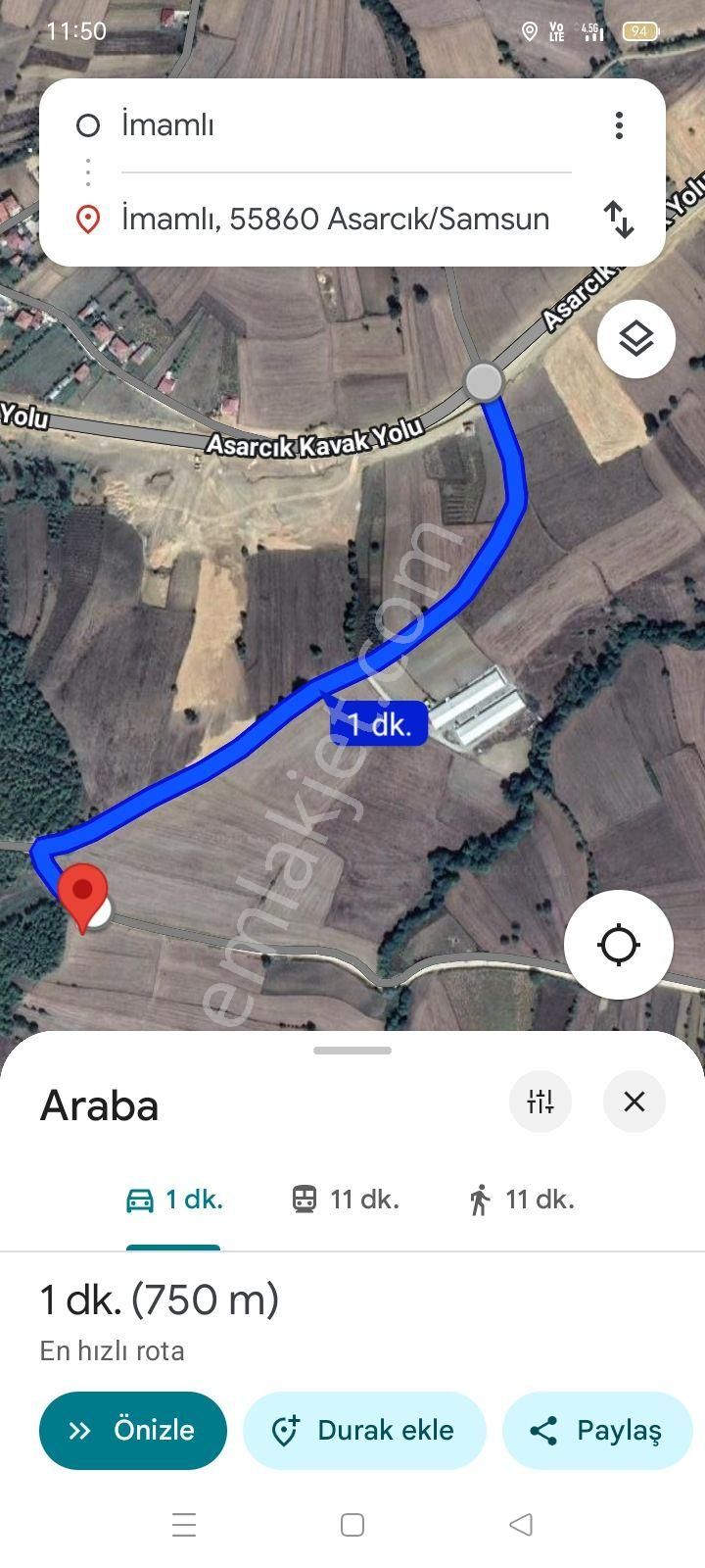 Sahibinden: Kavak-asarcık Karayoluna Yakın, Beton Yola Cepheli Tarla - Görsel 11