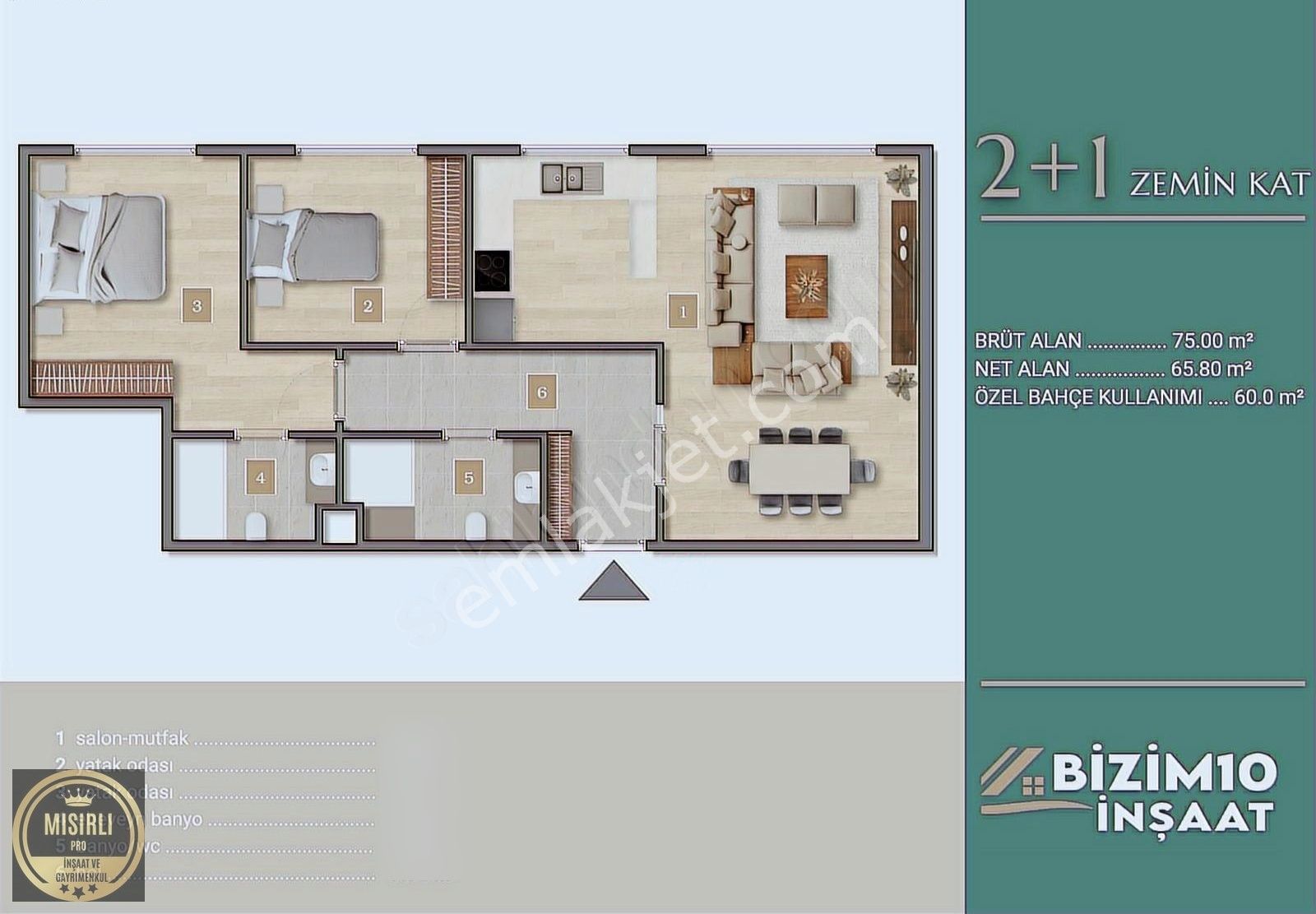 Muğla Akçaovada Projeden Satılık Arakat 2+1 Daireler - Görsel 13