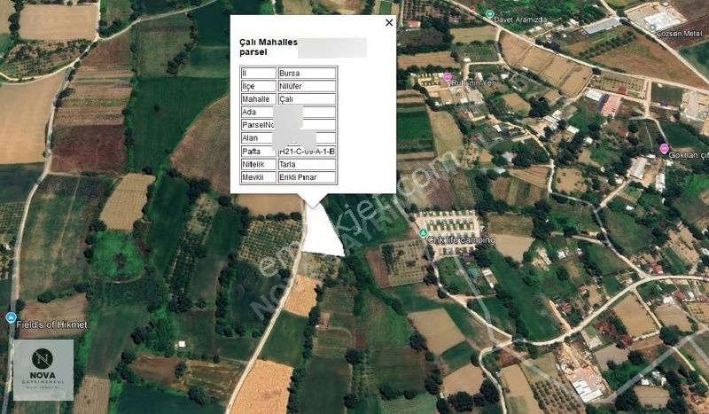 Nova'dan Çalı Ova Kadastro Yol Geleceğe Yatırım Satılık Arazi