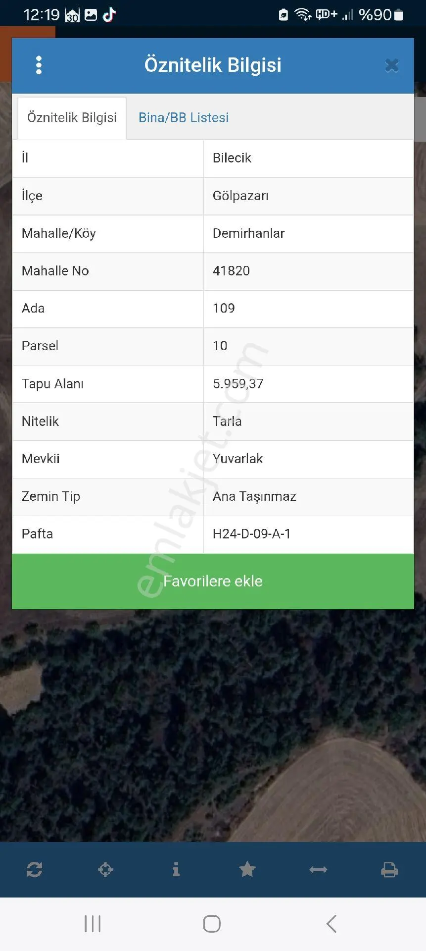 Bilecik Göl Pazarı Demırhan Koyunde Acil Satılık Tarla