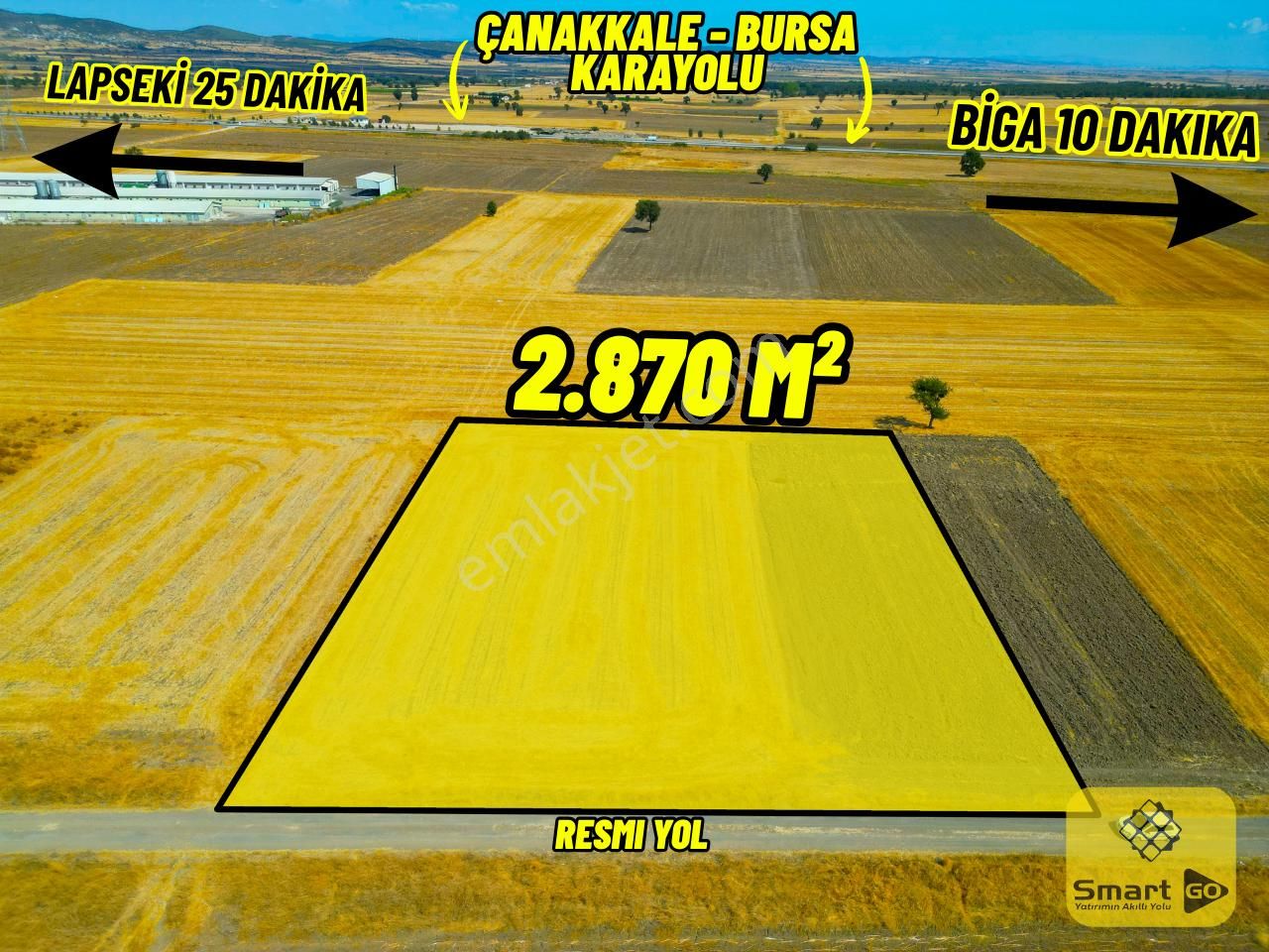 |biga| Bursa - Çanakkale Yolu Dibinde Biga'ya 10 Dk Yatırımlık Parsel!