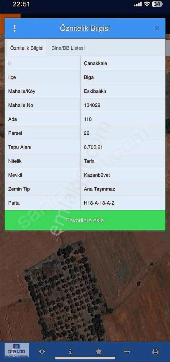 Çanakkale Bıga Eski Balıklı Köyü'nde Yatırımlık Tarla