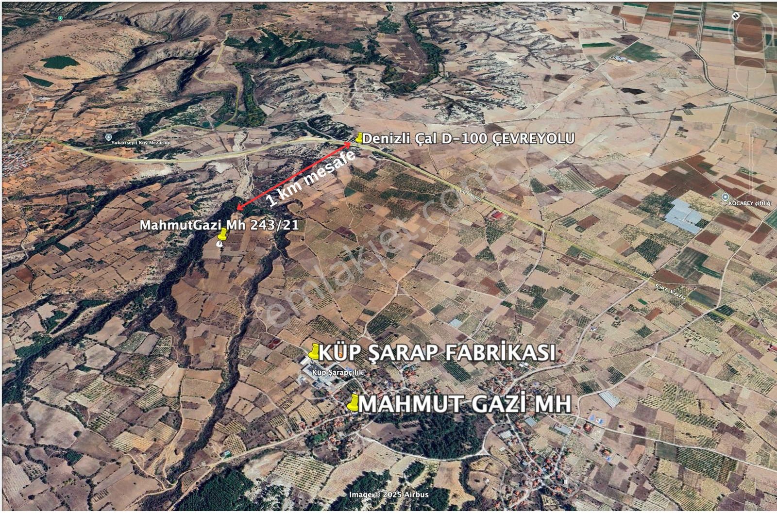 Denizli Çal Mahmutgazi Mh Küp Şarap Fabrikasına Komşu 1.023,49 M - Görsel 2