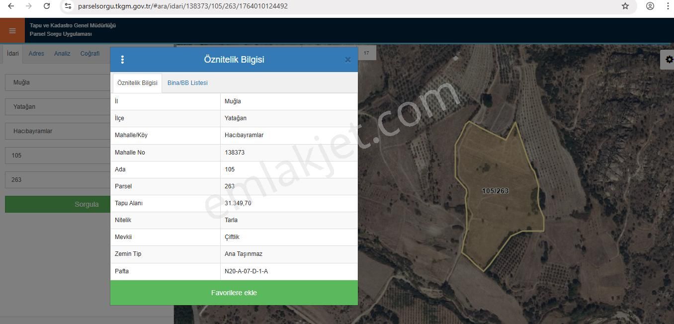 Muğla Yatağan Hacıbayramlar 31.349 Dölüm 5/1 Hissesi (çiftlik) - Görsel 3