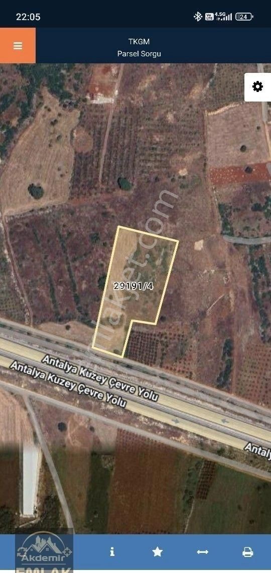 Kepez Kırişçiler De 100'lük Yola Cephe 11.514 M² Satılık Tarla