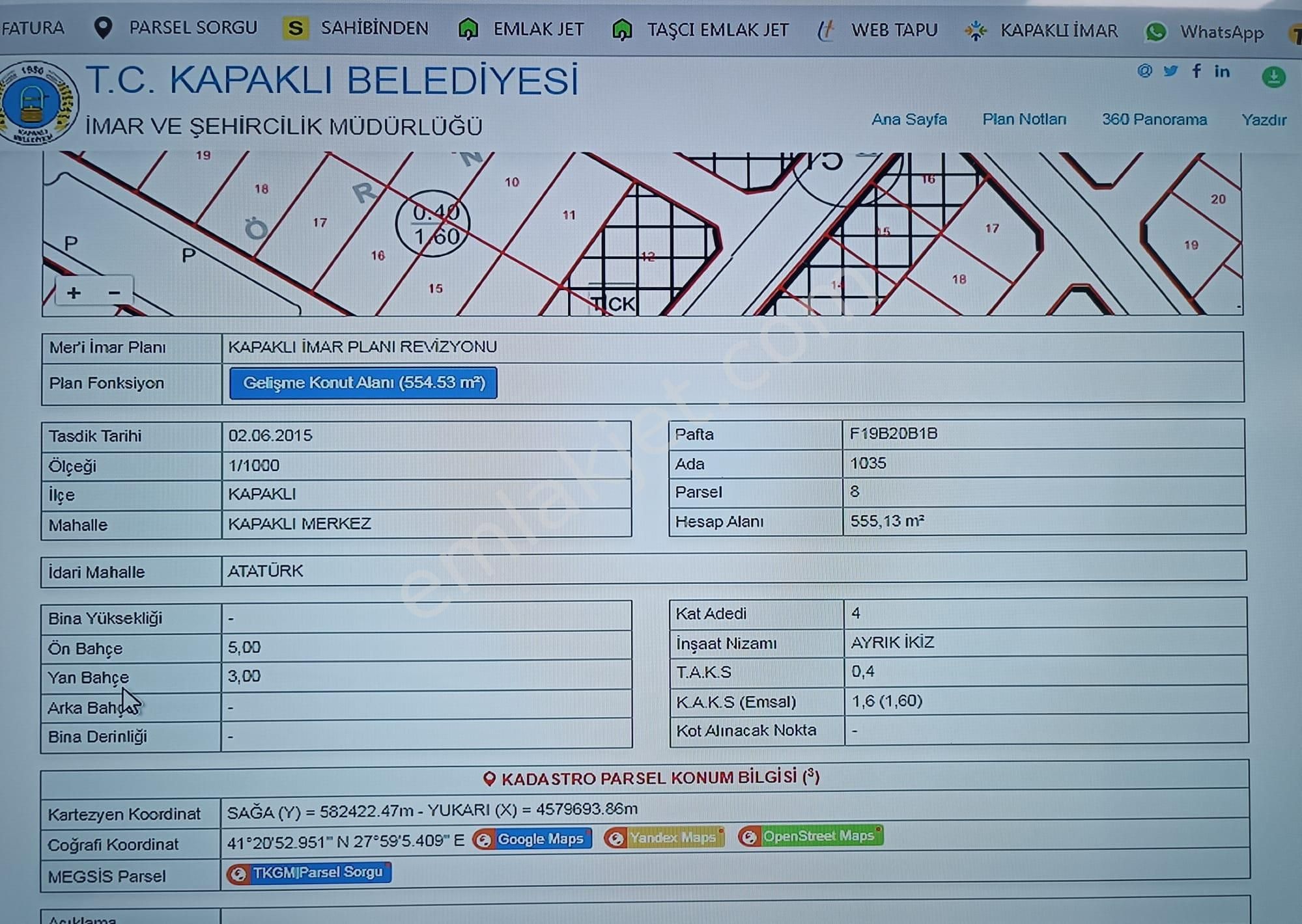 Kapaklı Merkezde Satılık 555 M2 İmarlı İfrazlı Arsa - Görsel 10