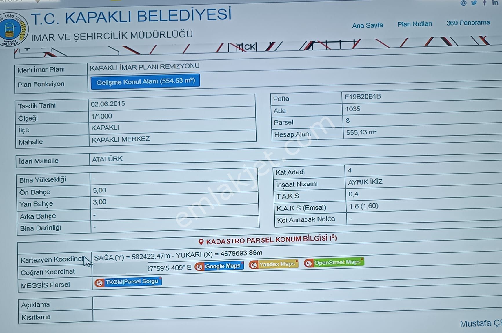 Kapaklı Merkezde Satılık 555 M2 İmarlı İfrazlı Arsa - Görsel 9