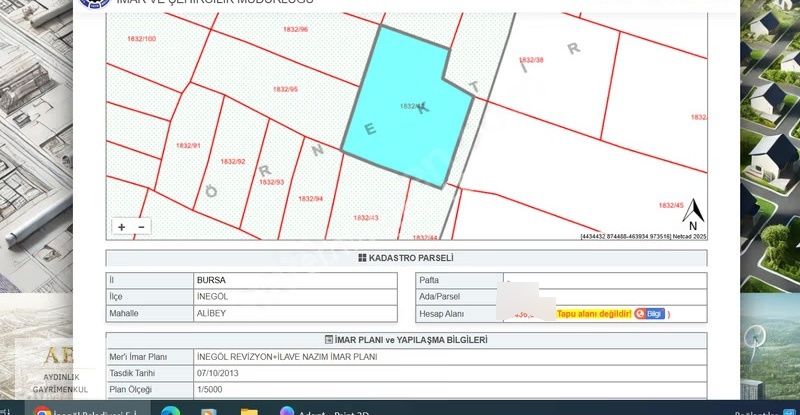 Alibey Köyde/ Köy Mücavir Alanı İçinde Satılık Tarla 2.436m² - Görsel 6