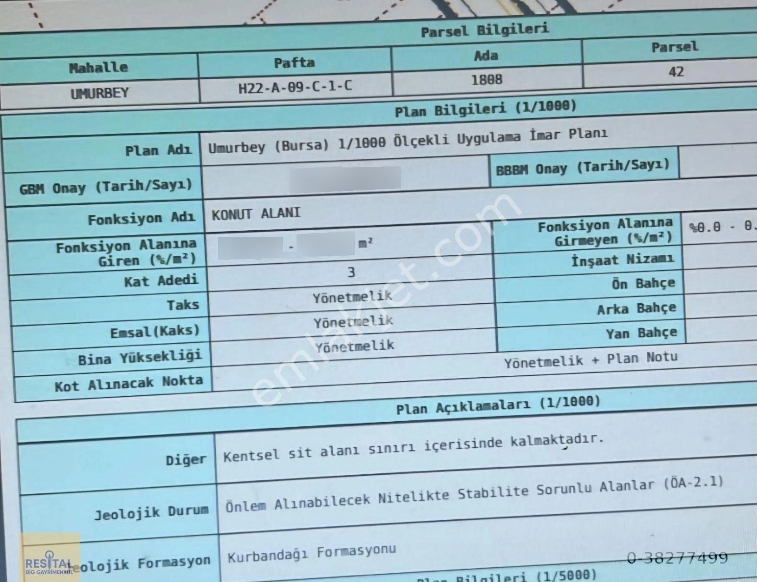 Gemlik Umurbey Mah.de 226m² İmarlı Satılık Arsa Resital Big'de - Görsel 2