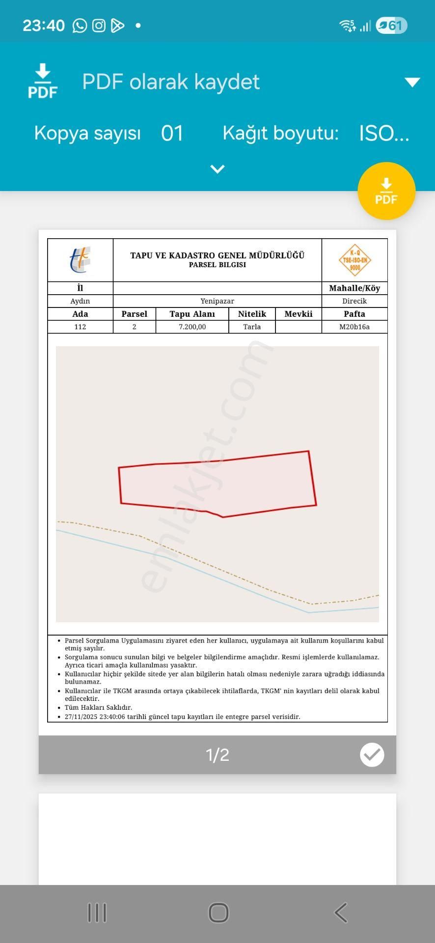 Aydın Nazilli Yöntem Emlaktan Yenipazar Direcik Mahallesinde Asfalta Yakın Satılık Tarla - Görsel 3