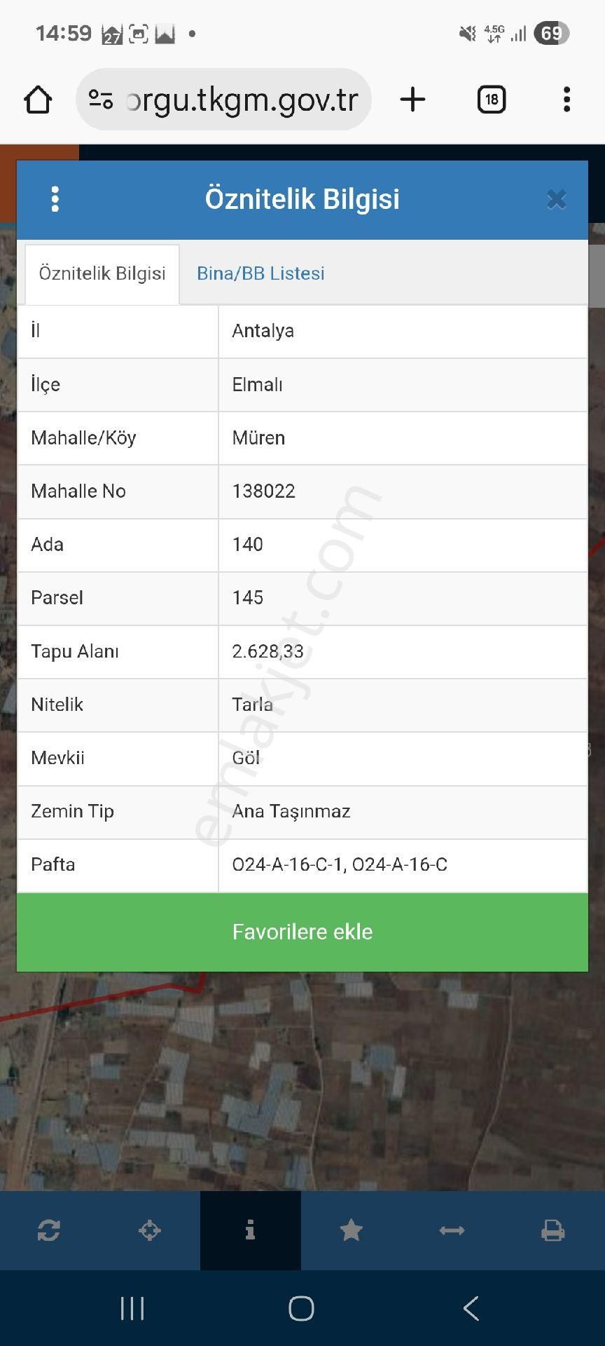 Elmali Mürende Satilik Tarla - Görsel 2