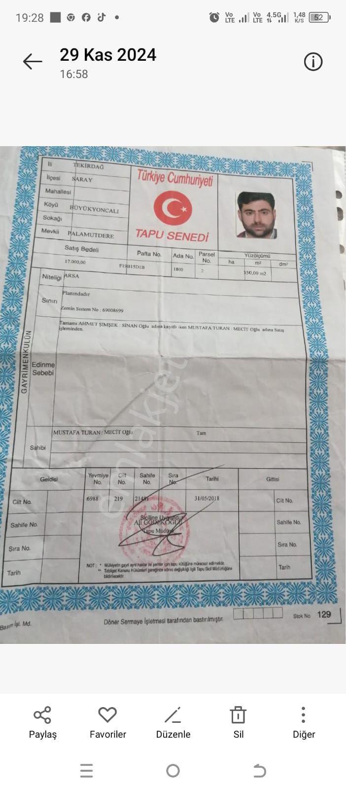 Tekirdağ Saray Satılık Arsa