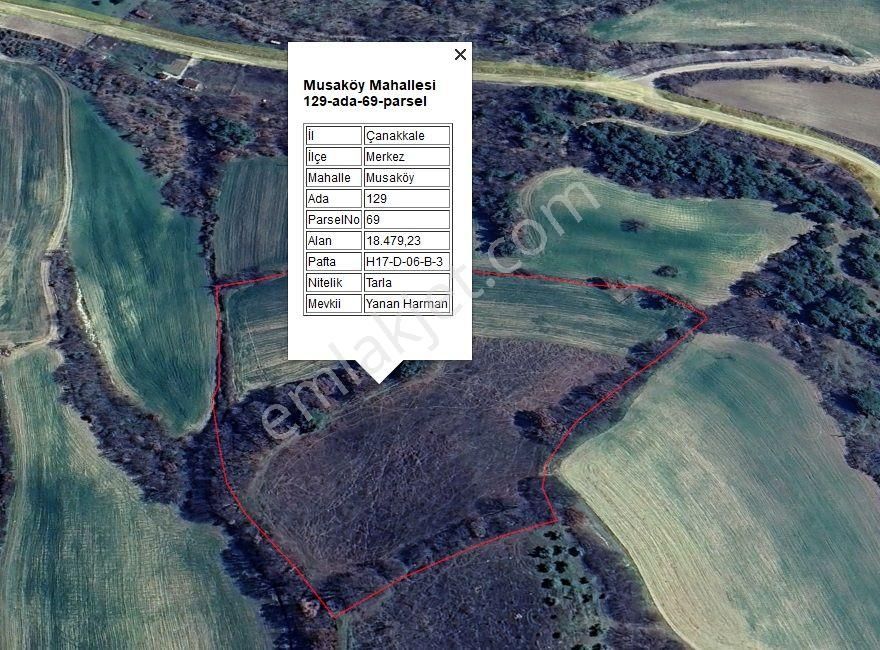 Çanakkale Musaköy Satılık Fırsat Fiyat Yatırımlık 2309 M2 Tarla - Görsel 3