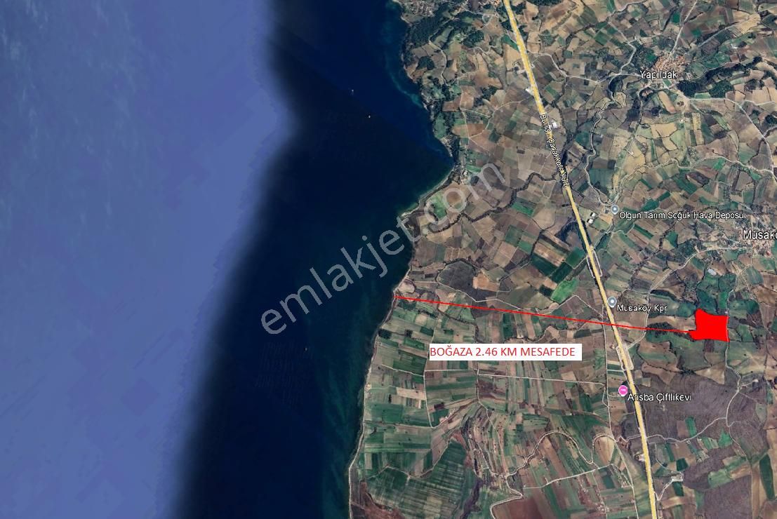 Çanakkale Musaköy Satılık Fırsat Fiyat Yatırımlık 3524 M2 Tarla
