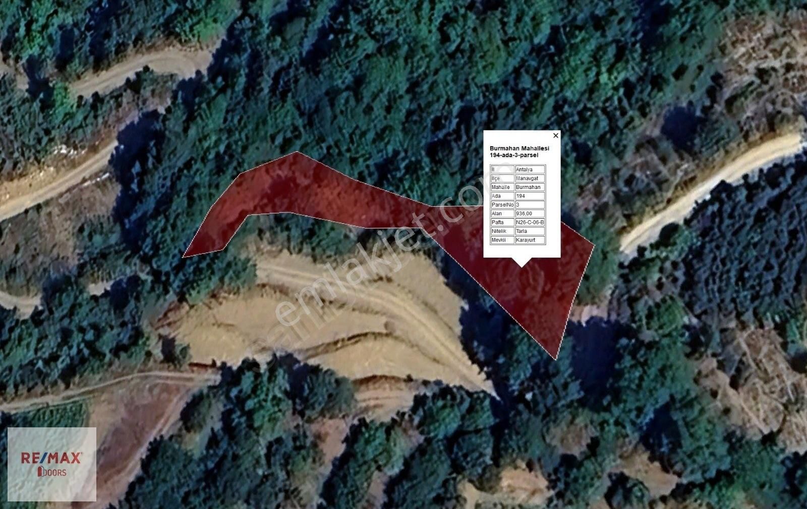 Antalya Manavgat Burmahan Karayurt Mevkinde 936 M2 Satılık Tarla - Görsel 4