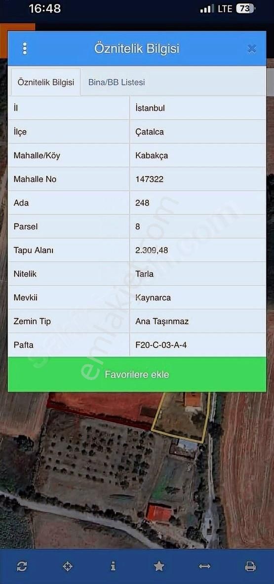Çatalca Kabakca Mah Satılık Müstakil Çiftlik