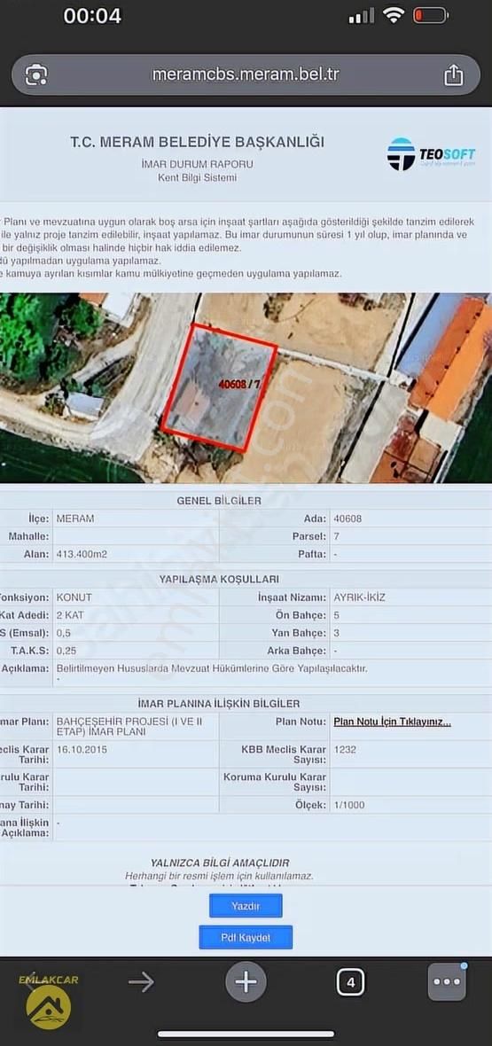 Emlakcar Dan Bahçeşehirde Gazze Cad. Cepheli 414m² Villa Arsası - Görsel 4