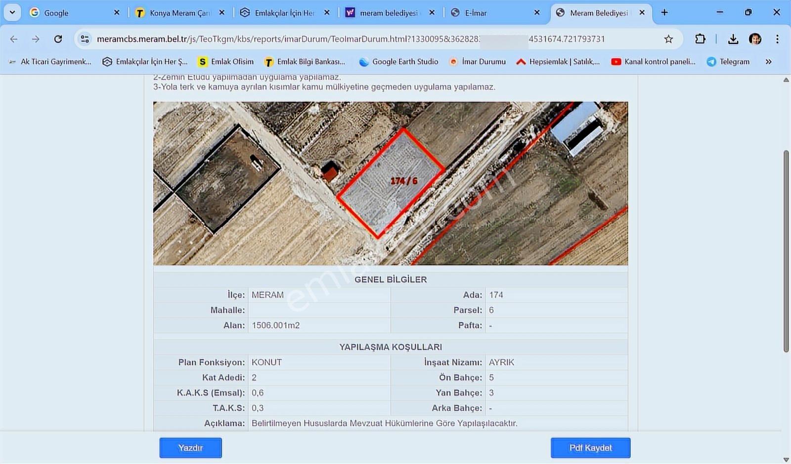 Satılık İmarlı Arsa Meram Çarıklar Mahallesi Üçe Bölünebilir - Görsel 6