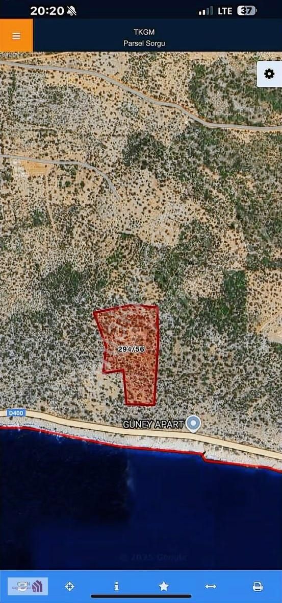 Kaşta. Denize Sıfır. 200 Mtre 375000₺