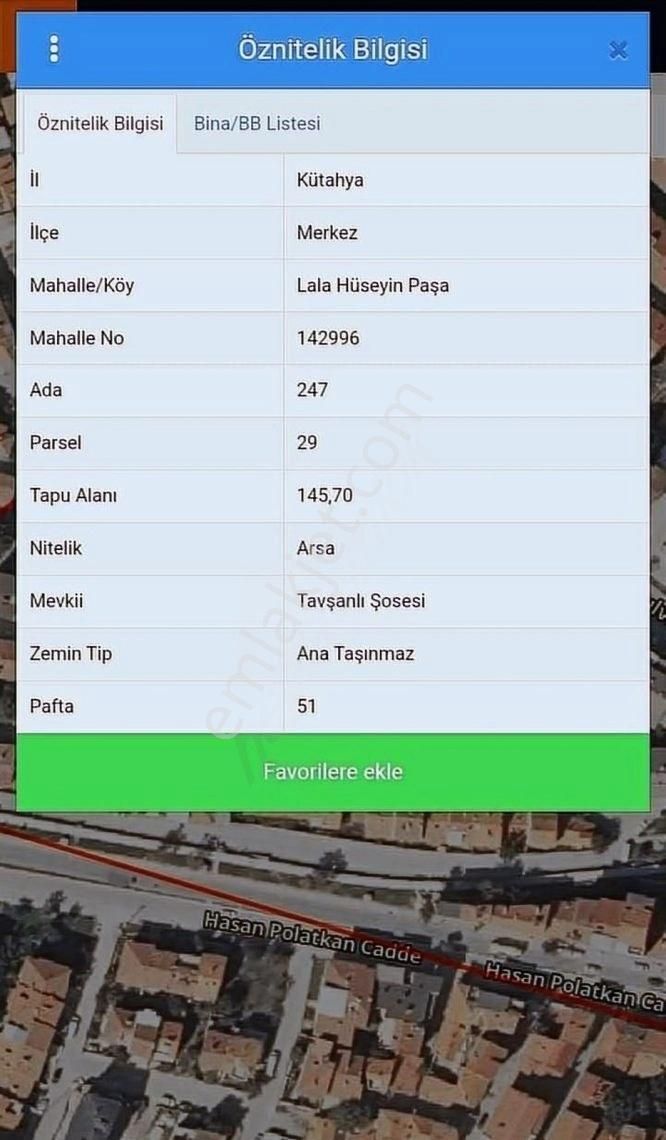 Kolçan Emlak'tan Lalahüseyin Paşa'da Satılık Arsa